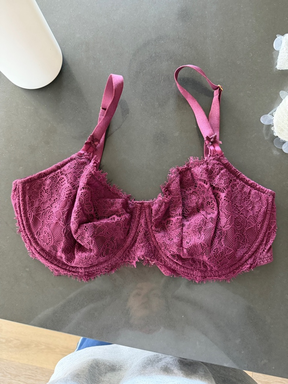 Lace Underwire Bra in Plum